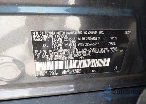 2024 Toyota Rav4 Xle из США, поврежденный, VIN 2T3P1RFV7RC478946